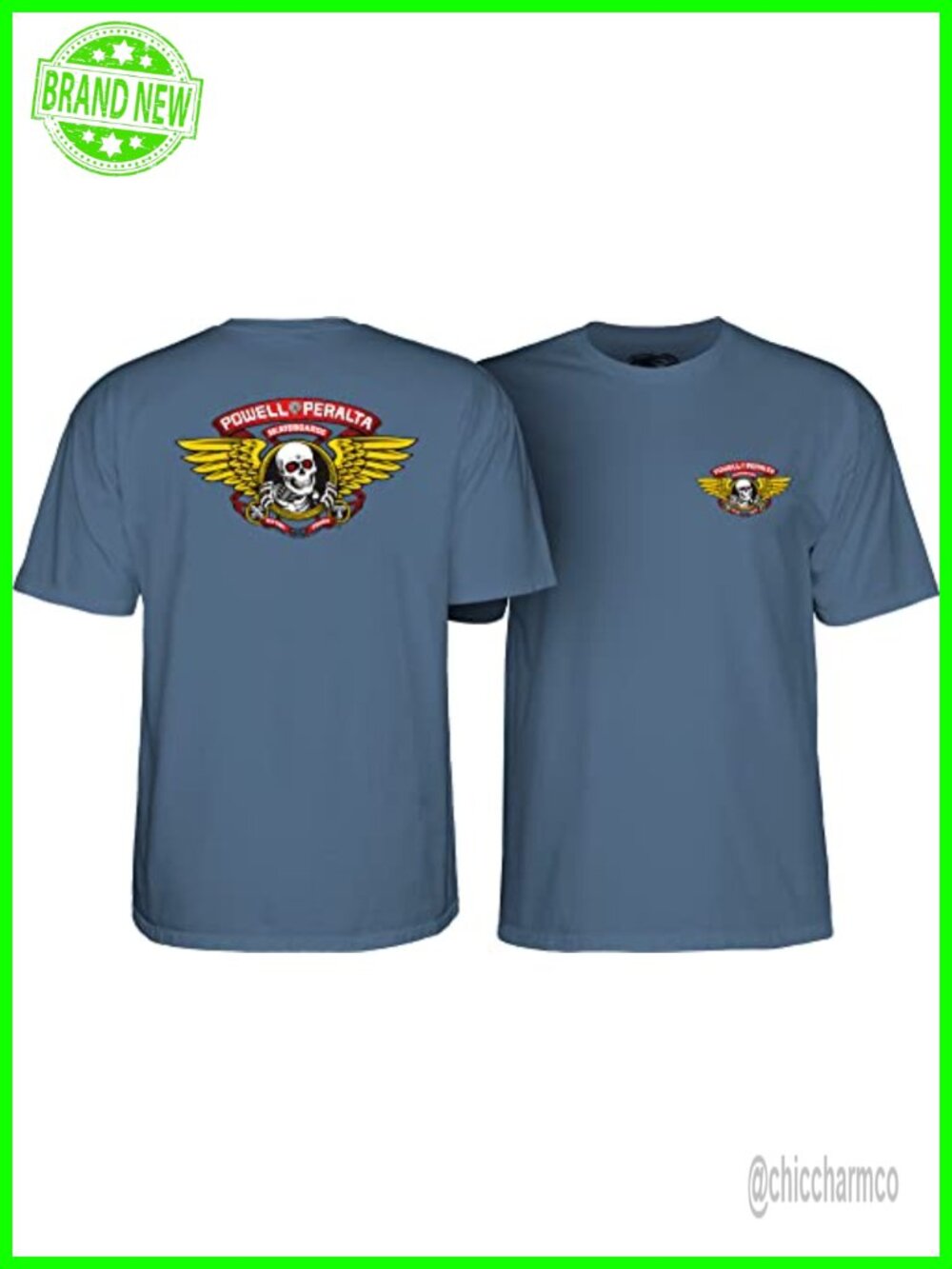 Powell Peralta Winged Ripper Skate T-Shirt 100% Cotton Crew Neck Graphic Tee